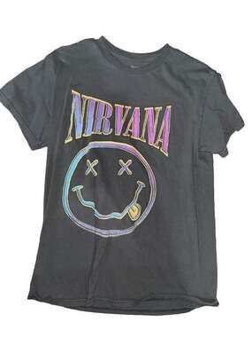 Nirvana Smiley Graphic T-Shirt Gray Size M